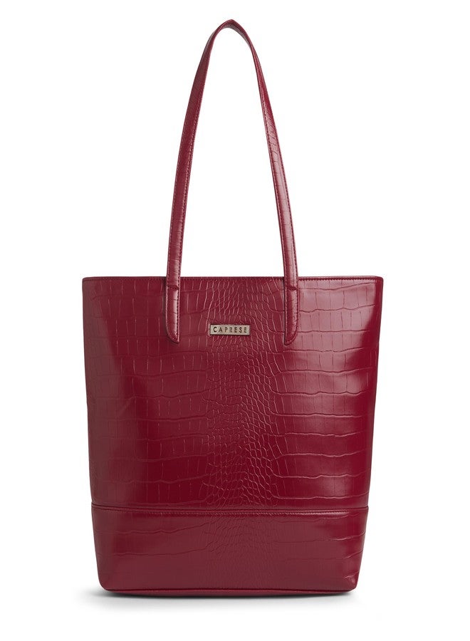 كابريس حقيبة حمل كبيرة من كابريس تكساس للنساء، متوافقة مع أجهزة الكمبيوتر المحمولة مقاس 15.6 بوصة | أنيقة ومتينة وواسعة مع جيوب متعددة وجيب خلفي بسحاب للعمل والسفر والاستخدام اليومي (لون أحمر كرزي) - Image 1